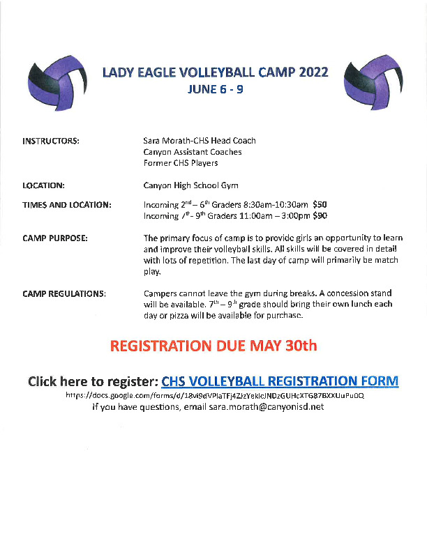 Canyon Lady Eagle Volleyball Summer Athletic Camp